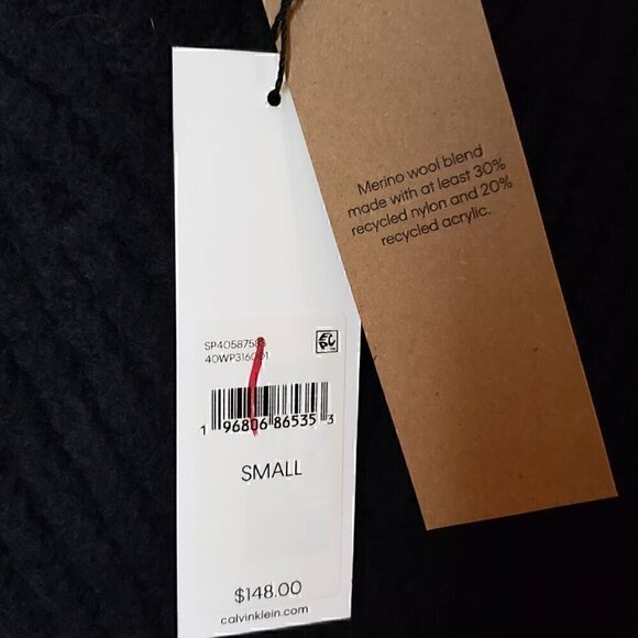 NWT Calvin Klein Relaxed Fit V-Neck Black Sweater -Merino Wool & Cozy! - Picture 7 of 11